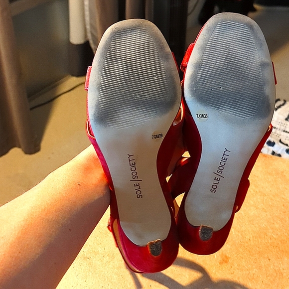 Sole Society Cassidea Red Suede Heeled Strappy Sandals Size 7.5 - Picture 9 of 10